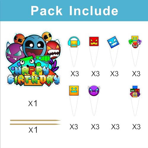 25pcs Cartoon Birthday Party Decorations with Cake & Cupcake Toppers