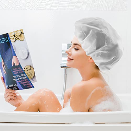 3 Pack Reusable Waterproof Shower Caps for Women - 10.6" Fit