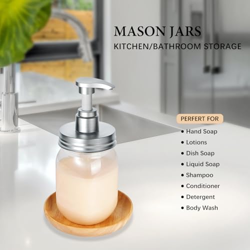 Amolliar 16oz Plastic Mason Jar Soap Dispenser Set - 2 Pack