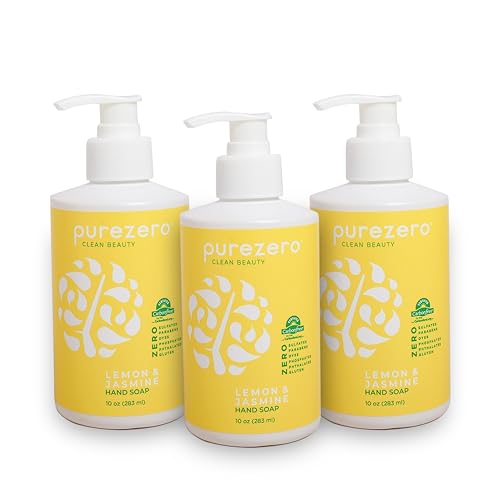 Purezero Lemon & Jasmine Hand Soap - 10 Fl Oz (Pack of 3) - Vegan, Moisturizing, Sulfate-Free