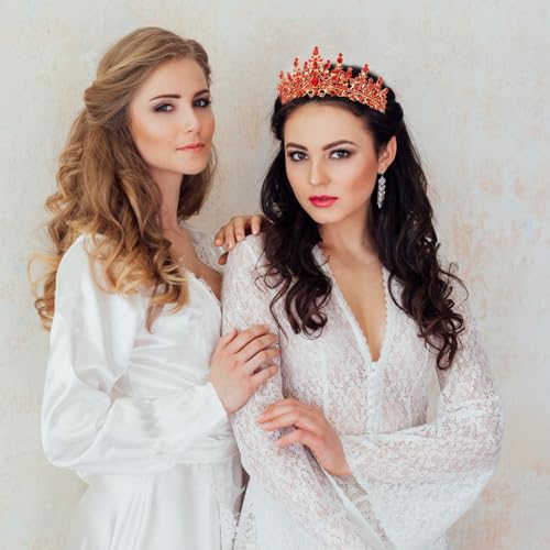 Red Crystal Birthday Tiara Crown with Combs for Girls and Women