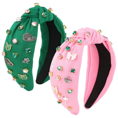 Witch Headband with Rhinestones, Knotted Halloween Costume Hair Accessory