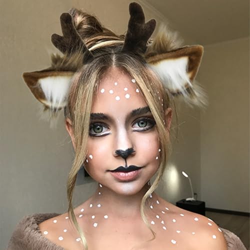 SIOTMERA Reindeer Antlers Headband Christmas Deer Costume Dark Brown One Size