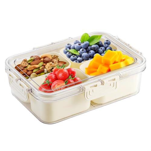 Divided Serving Tray with Lid - 4 Compartment Snack Container