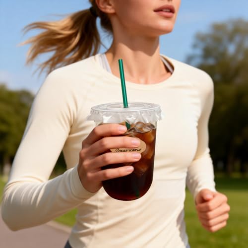 16 oz Clear Plastic Cups with Lids & Straws - 25 Sets for Cold Drinks
