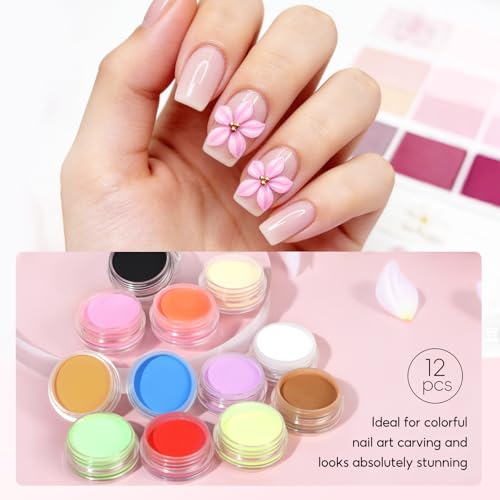 PEACECOLOR Acrylic Nail Kit with UV Lamp, Powder, Glitter & Tools