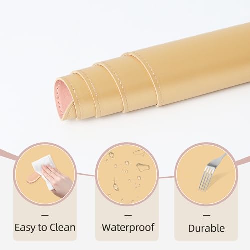 TOHONFOO Dual-Sided Makeup Mat, 35.4x15.7in, Gold & Pink Decor