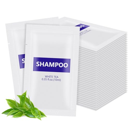100 Pack Travel Size Shampoo Sachets - 10ml Single Use White Tea Scent