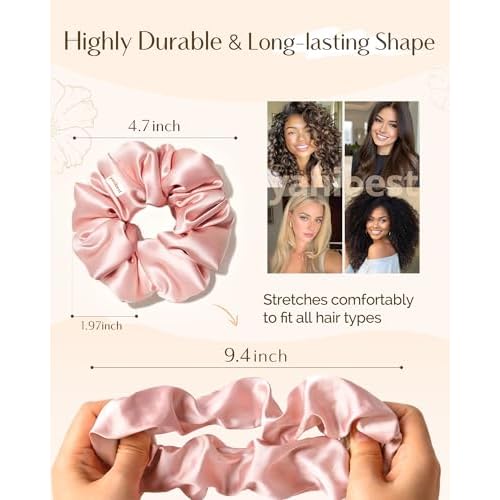 Yanibest 8 Pcs Satin Scrunchies - Silk Scrunchies Ponytail Holders, Soft Satin Hair Ties No Damage, Hair Accessories for Women
