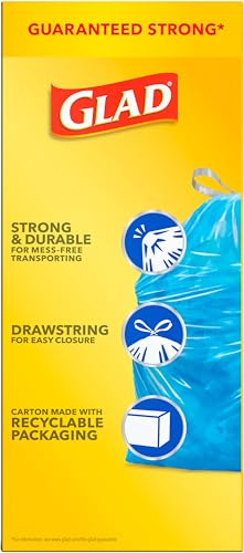 Glad 30 Gallon Blue Drawstring Trash Bags - 28 Count