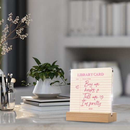 Acrylic Desk Decor Plaque with Stand for Book Lovers - 4x4 Inches