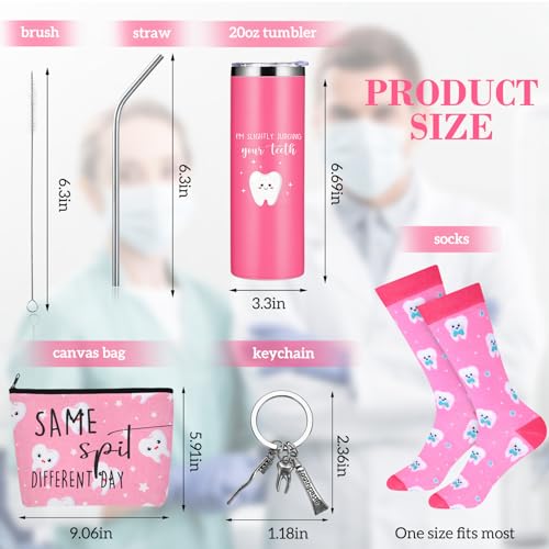 Pink Dental Hygienist Gift Set - 20 oz Stainless Steel Tumbler & More