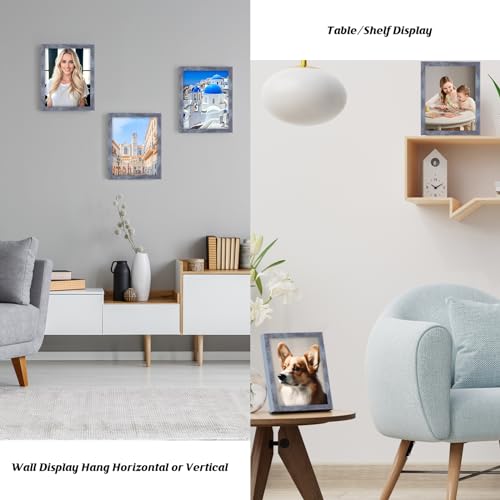 Rustic Blue 7x9 Picture Frame | Versatile Wall & Tabletop Display