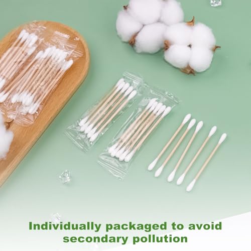 Organic Bamboo Cotton Swabs - Individually Wrapped Travel Q-Tips (5-Pack)