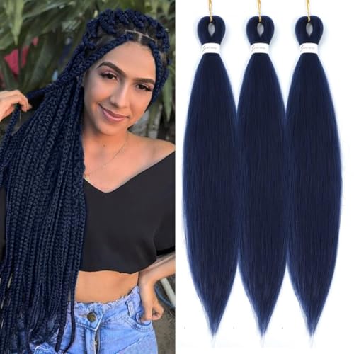 Dark Blue Pre-Stretched Braiding Hair Extensions - 20 Inch Itch-Free