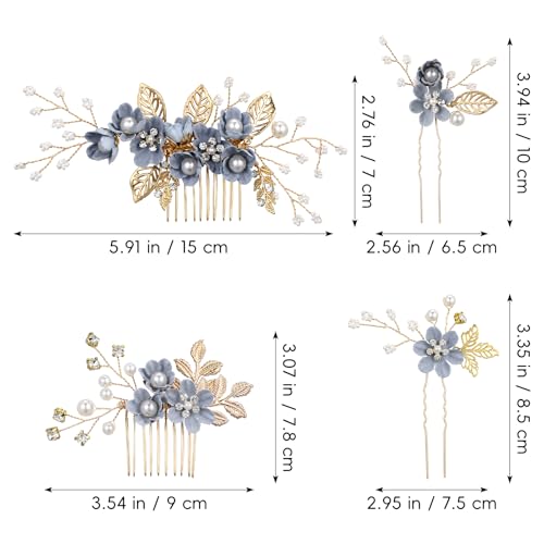 NUOBESTY Bridal Hair Comb and Pins Set - Floral Rhinestone Hair Accessories