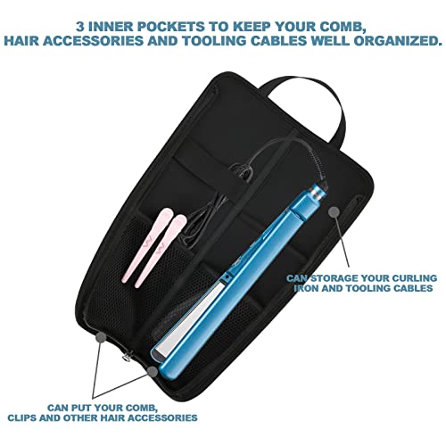 Beautyflier Heat-Resistant Flat Iron Travel Bag - White Flower Print