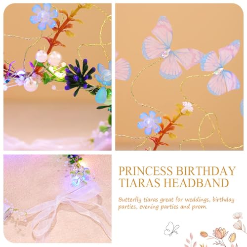 Blue Light Up Butterfly Headband for Girls - Fairy Flower Hair Accessory Pack of 1