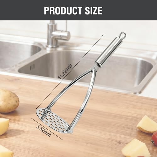 Stainless Steel Potato Masher - Heavy Duty Mashing Tool for Potatoes, Vegetables & More