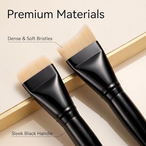 SEINGTOOM 2PCS Foundation Brush Set - Flat & Fishtail Makeup Brushes
