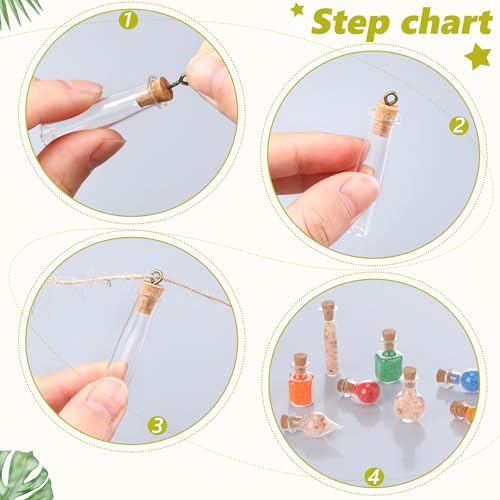 Geiserailie 50 Pcs Mini Glass Jars with Cork Stoppers, Transparent Style C