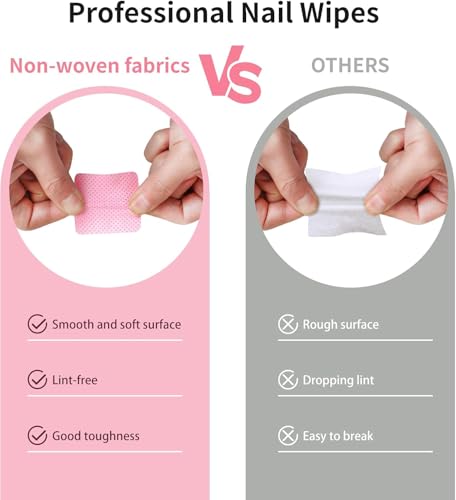 600 PCS Lint Free Nail Wipes & Pump Dispenser for Nail Care