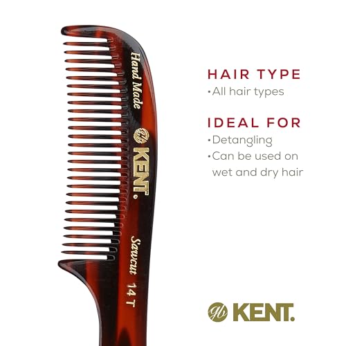 Kent 14T Wide Tooth Hair Detangling Comb - 2 Pack for Thick Hair