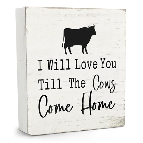 Cow Wooden Box Sign - Rustic Farmhouse Desk Decor 5x5