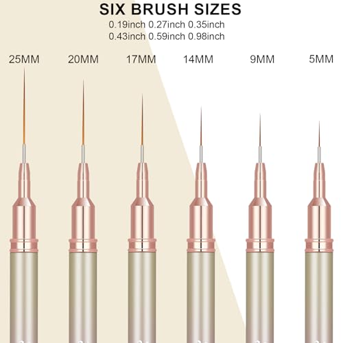KEMEISI 6-Piece Nail Art Brush Set for Gel Polish & Detailing