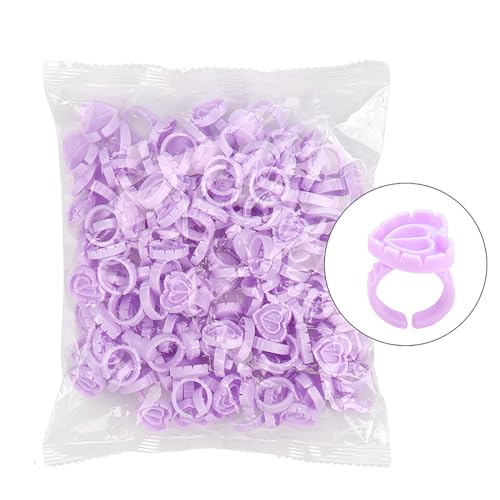 Purple 300 PCS Smart Lash Glue Rings with Spill-Proof Design for Eyelash Extensions