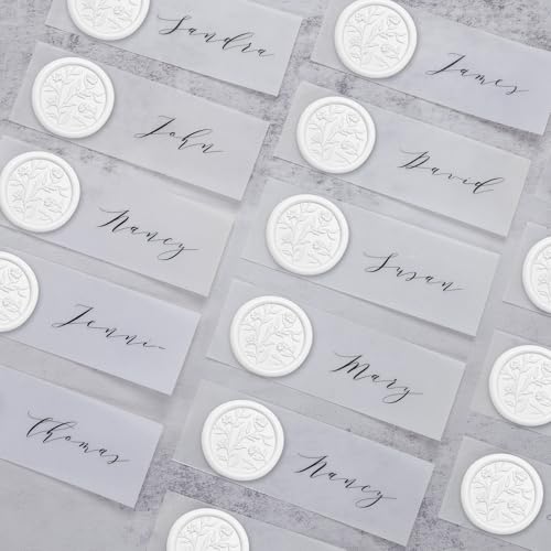 UNIQOOO 3D Flower Wax Seal Stickers - 50 Self-Adhesive White Seals