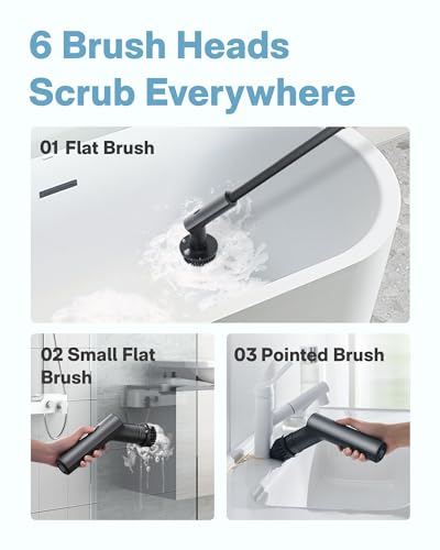HOTO 3 Pack Replacement Brush Heads for Electric Scrubber - Flat & Pointed