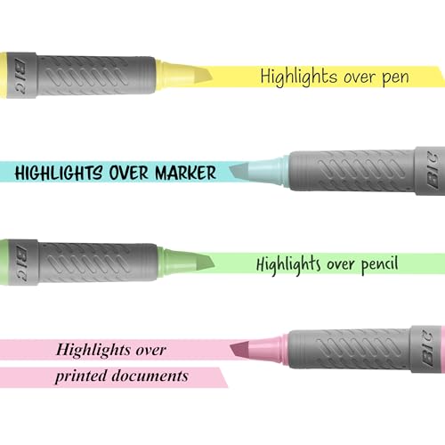 BIC Brite Liner Grip Pastel Highlighters, Chisel Tip, 36-Count Set