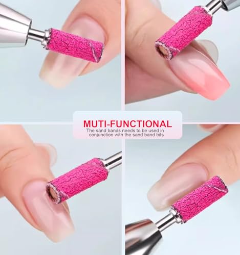 Lumcrissy 250Pcs Multi-Color Mini Nail Sanding Bands Set with 3mm Mandrel – Fine Grit for Acrylic & Gel Nails, Color1#