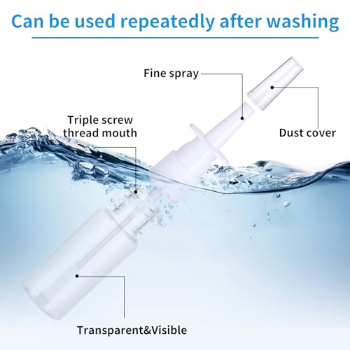 Simarro 6-Pack 20ml Reusable Nasal Spray Bottles with Fine Mist Nozzle
