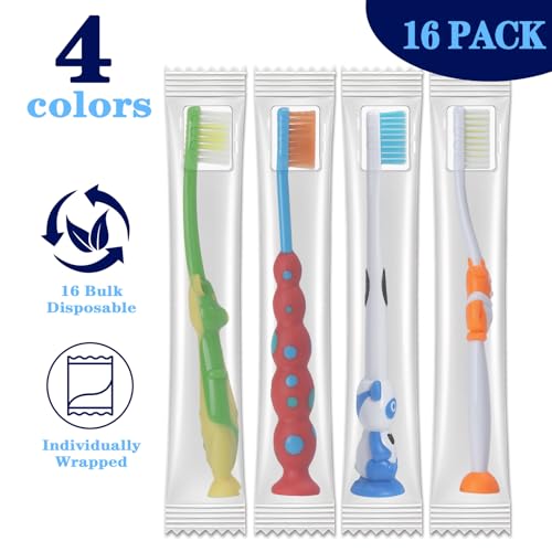 Newday 16 Pack Kids Animal Toothbrushes with Suction Cups
