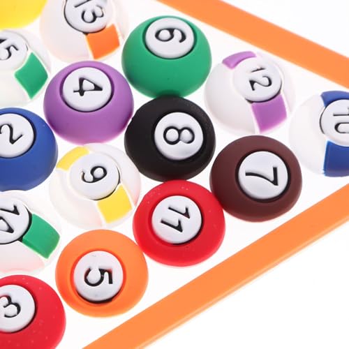 Billiard Cake Toppers Set - 8cm Soft Silicone Pool Ball Decorations