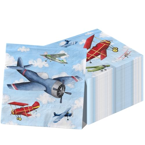 40pcs Airplane Party Napkins - Disposable Birthday Table Decor