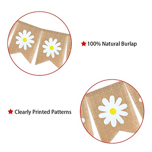 Burlap Daisy Banner Garland for Spring & Summer Parties