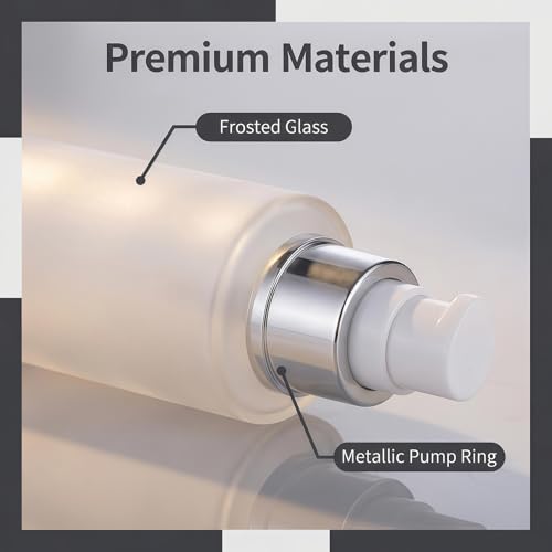 SYBL 2 Pack 100ml Frosted Glass Refillable Lotion Pump Bottles for Skin Care & Essential Oils