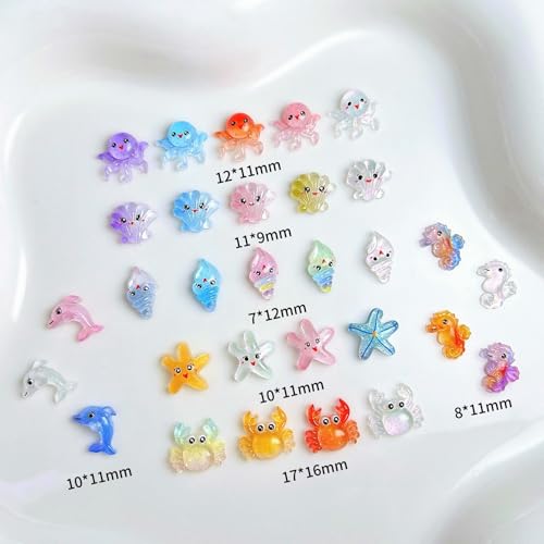 200Pcs Ocean Nail Art Charms - Sea Animal Rhinestones for DIY