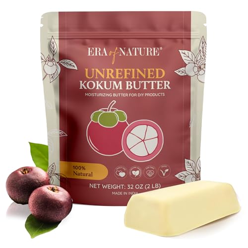 era of nature Raw Kokum Butter - 8 oz Unrefined Natural Skincare Ingredient