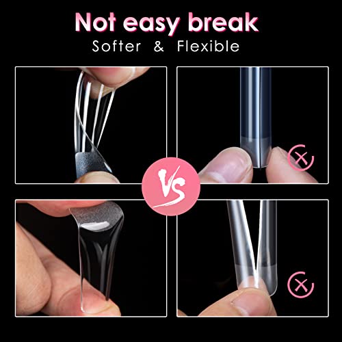 Ranrose XXL Long Straight Half Matte Nail Tips - 240 PCS