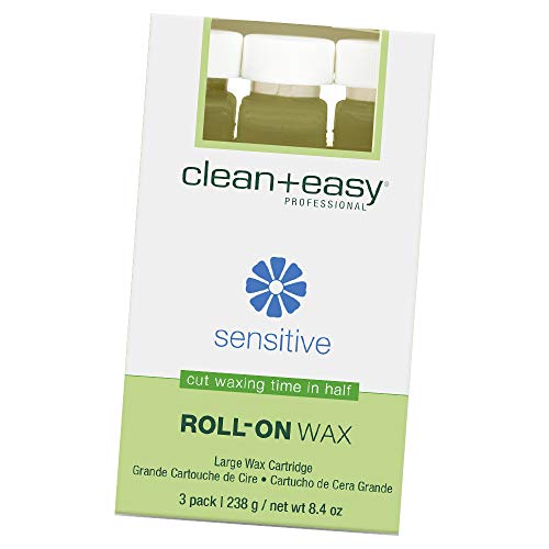 Clean + Easy Large Sensitive Roll-On Wax Refill 3-Pack for Facial & Body Hair Removal