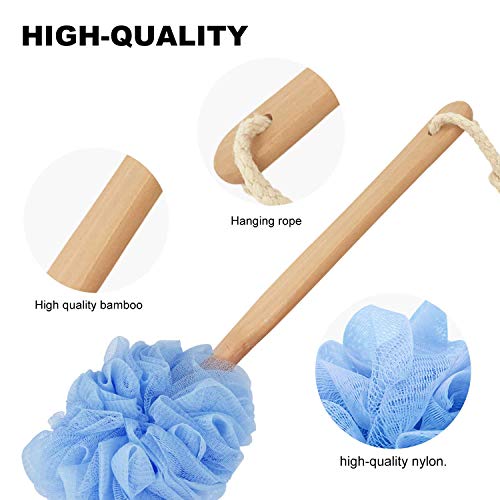 RASDDER Back Scrubber with Loofah Sponge - Long Handle Bath Brush