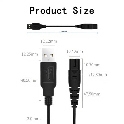5FT USB Charger Cord for Hatteker Beard Trimmers - 2 Pack