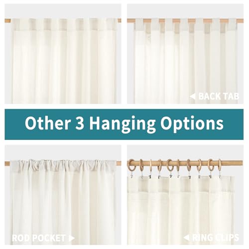 Ivory Faux Linen Cafe Curtains - 24x36 Set of 2 Panels