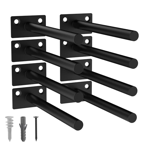 LEOPO 8-Pack 6-Inch Floating Shelf Brackets - Hidden Support for Wood