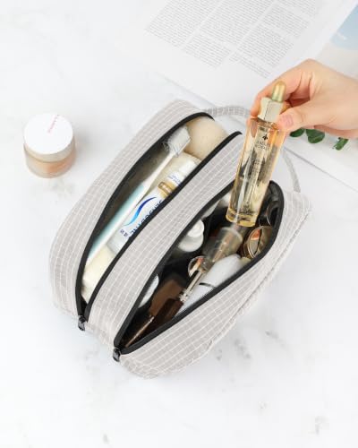 GOX Toiletry Travel Bag, Dual Compartment Portable Organizer - Grey