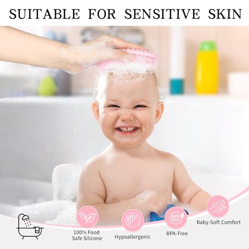 2 Pack Silicone Body Scrubber – Gentle Exfoliating Shower Brush